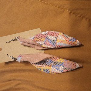 Pink multi leather earrings